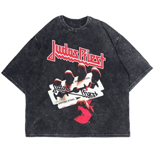 เสื้อยืดวง JUDAS PRIEST WASHING VINTAGE ขนาดใหญ่ (เสื้อยืดซักผ้า)