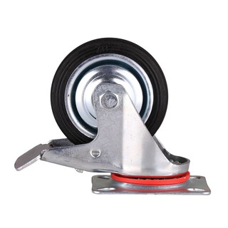 Castors SWIVEL CASTER WHEEL 3" WITH BRAKE FITT 038075 RUBBER BLACK Furniture parts Home &amp; Furniture ลูกล้อ ลูกล้อ RUBBER