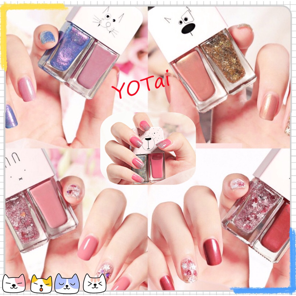 YOTAI เบอร์1-30 สีทาเล็บกึ่งเจล 2 in 1 สีทาเล็บ น้ำยาทาเล็บ แพคคู่ ยาทาเล็บ ไม่ต้องอบ