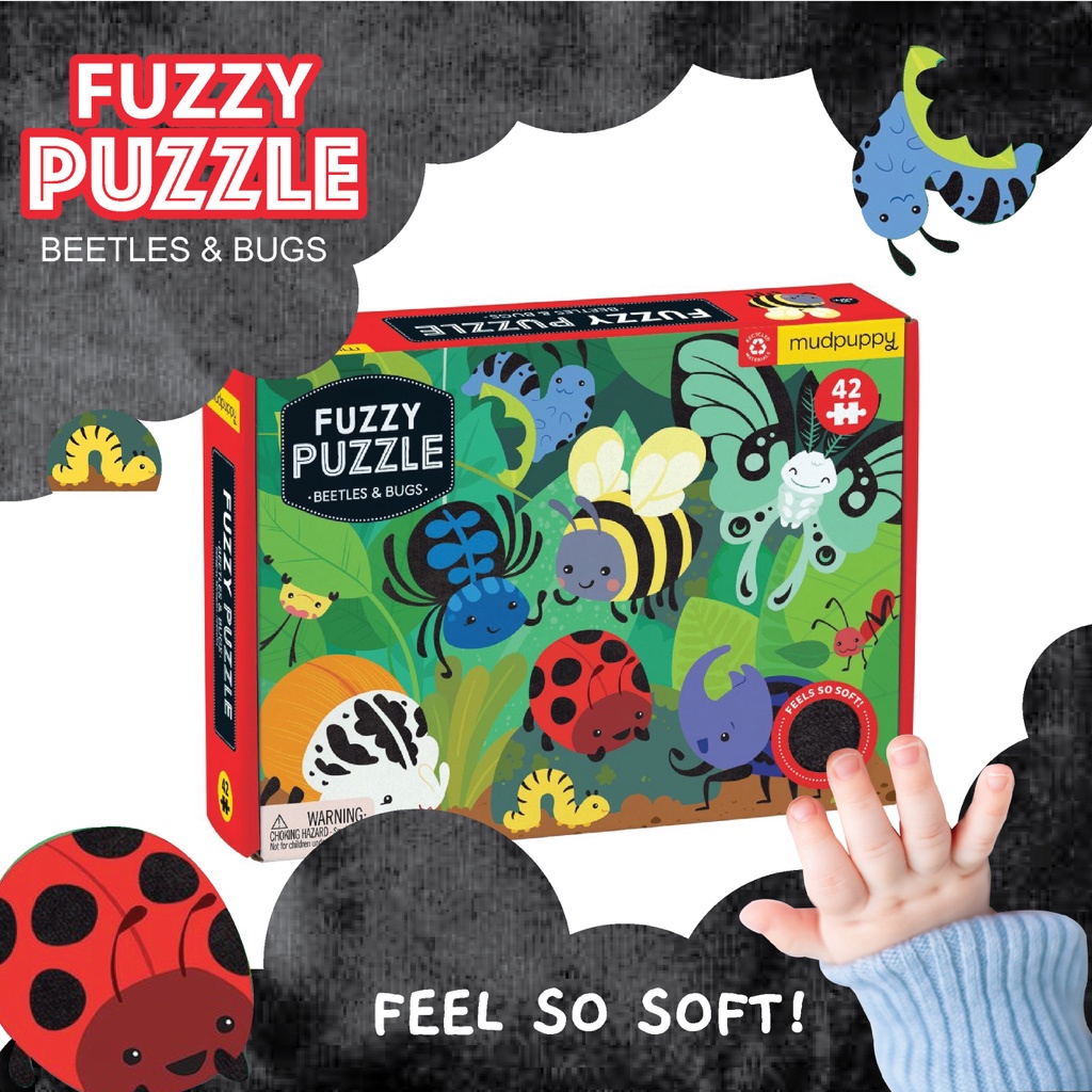 Fuzzy puzzle จิ๊กซอว์กำมะหยี่  42 ชิ้น ลาย BEETLES & BUGS