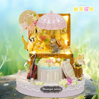 โมเดลบ้าน Candy Cat Doll House Include music Box แบบหมุนได้ 360องศา