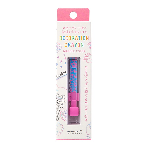 MIDORI Decoration Crayon Pink x Light Blue (D38108006)/ สีเครยอนพร้อมด้ามจับ สีชมพู x ฟ้าอ่อน แบรนด์ MIDORI ประเทศญีปุ่น