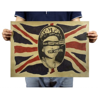 โปสเตอร์ลายป๊อปอัพเพลงร็อค Retro God Save The Queen Pop