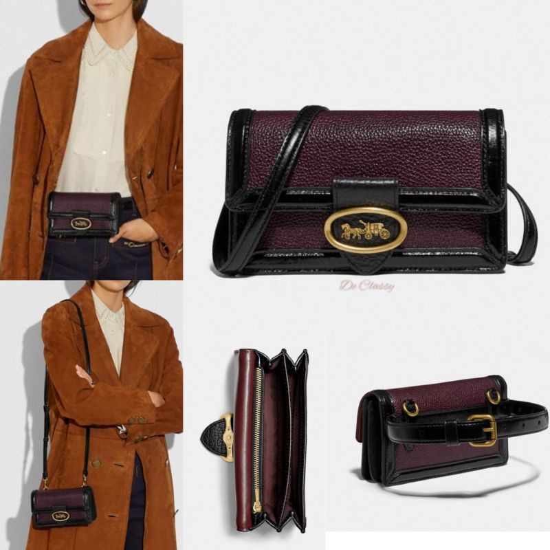 COACH แท้100% RILEY CONVERTIBLE BELT BAG IN PEBBLED LEATHER