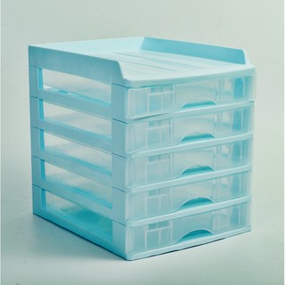 ตู้ลิ้นชักเอกสาร ขนาดA4 5 ลิ้นชักใส พร้อมถาดบนกว้าง27cmลึก34cmสูง33cm Plastic Organizer