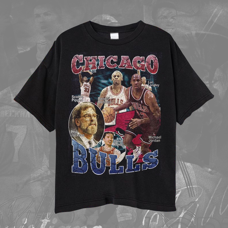 Nba Legend Players Of Chicago Bulls เสื้อยืด/Kaos Basketball Ball Vintage Washing Chicago Bulls Unis