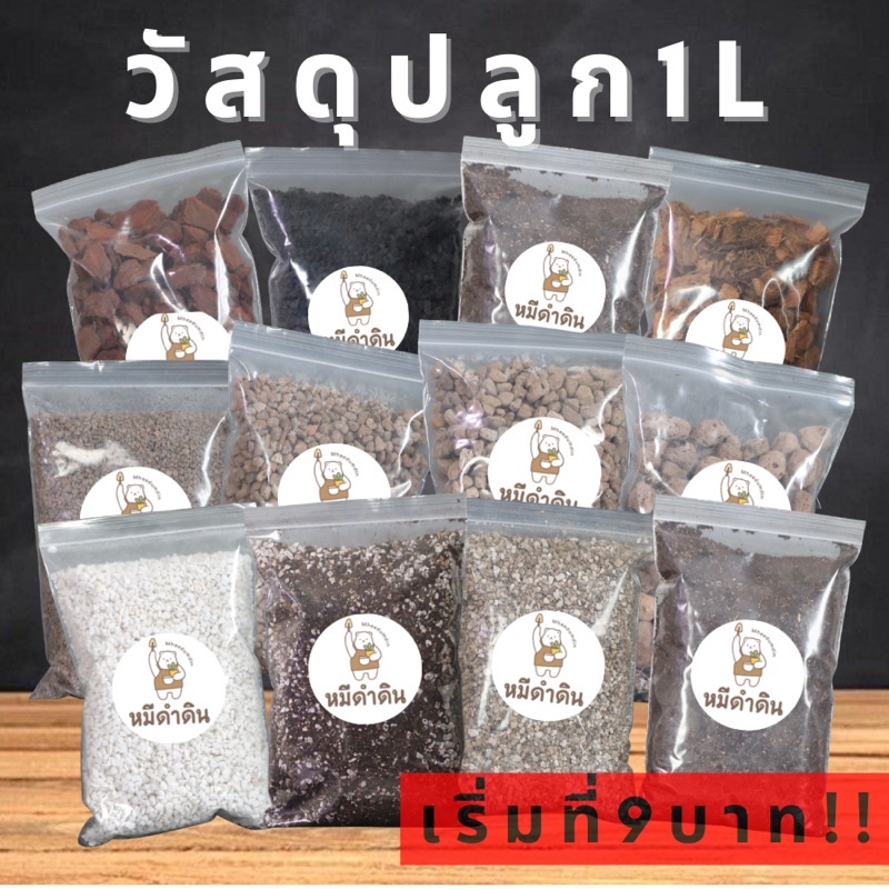 วัสดุปลูก 1 ลิตร เริ่มต้นที่ 9฿ ใบก้ามปู เพอร์ไลท์ เวอร์มิคูไลท์ พีทมอส หินภูเขาไฟ กาบมะพร้าวสับ เปลือกสน หินดำ ดินสำเร็จพร้อมปลูก