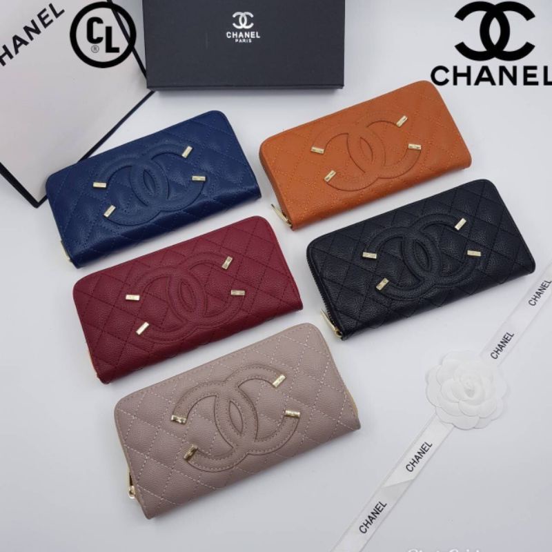 Chanel กระเป๋าสตางค์ใบยาว งานหนังแท้