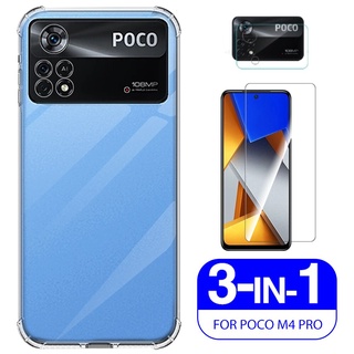 Camera+9H Screen Glass+Airbag Case For Xiaomi Poco M4 Pro 4G Protective Cover Xiaomi Poco M4 Pro 4G Fundas