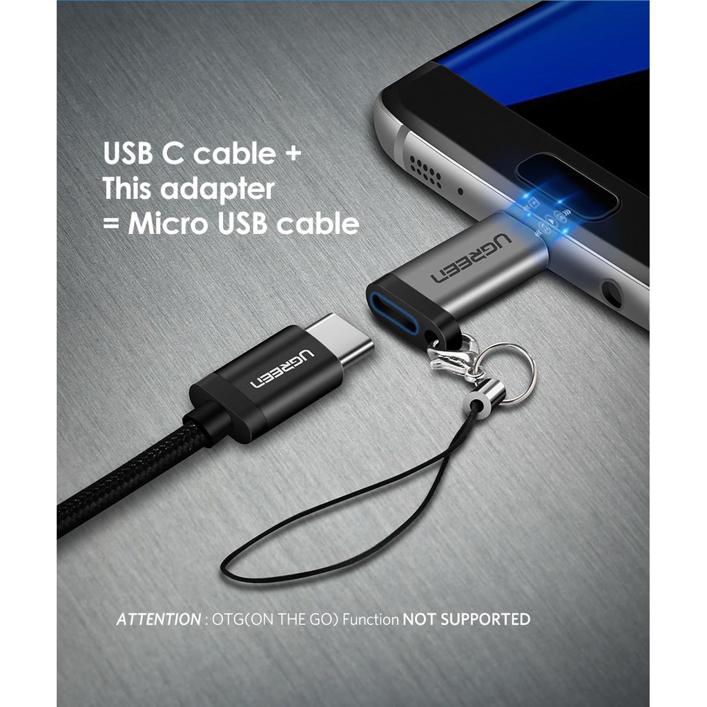 UGREEN USB C Female to Micro USB Male Cable Adapter For All รุ่น 50590 of Handphone with Micro USB Interface Including