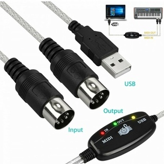 USB IN-OUT MIDI Interface Cable Converter PC to Music Keyboard Adapter Cord. 1.8M