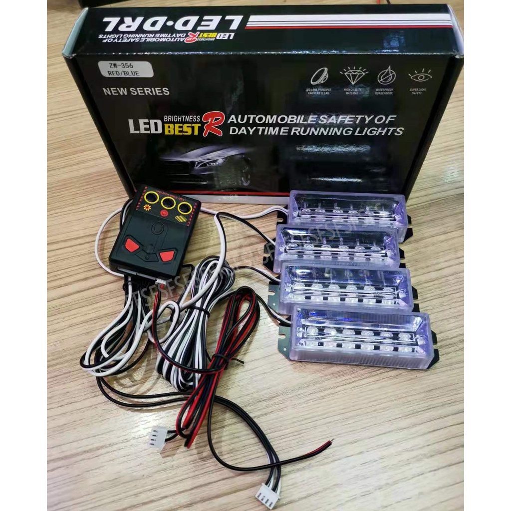 ไฟไซเรน12V รุ่น 356-4 R-B siren ไฟไซเรน อเนกประสงค์ 6ดวง 4ช่อ กู้ภัย ไฟฉุกเฉิน แดงและน้ำเงิน