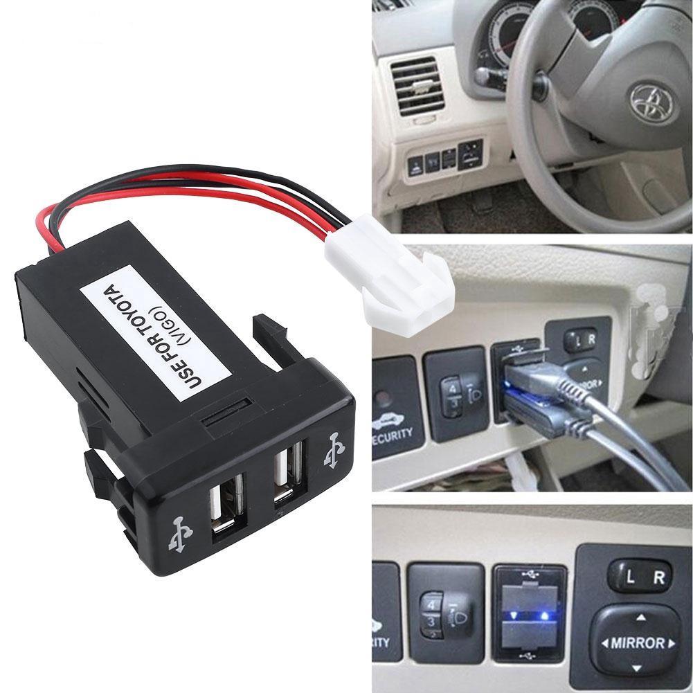 อะแดปเตอร์ที่ชาร์จแดชบอร์ดรถยนต์ USB คู่ 12V สําหรับ TOYOTA Mitsubishi พร้อมส่ง