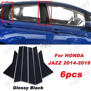 สติ๊กเกอร์ตกแต่งประตูหน้าต่าง B C สีดําเคลือบเงา 6 ชิ้นสําหรับ Honda Fit Jazz Gen 2014-2019