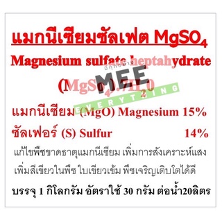 ดีเกลือฝรั่ง แมกนีเซียม แม็กซัลเฟต ซัลเฟอร์ แมกนีเซียมซัลเฟต Magnesium ใบเขียวเข้ม เพิ่มใบสังเคราะห์แสง ทำปุ๋ยABได้