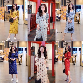 👗Pfashion [ส่งไว!!🚛] P12383 เดรสแขนพองลายการ์ตูนกับลายกราฟฟิกPuff sleeve dress with cartoon prints and graphic