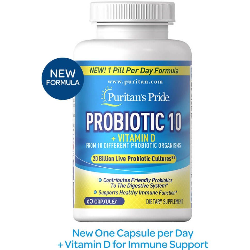 #Puritan's Pride Probiotic 10 with Vitamin D 60capsules
