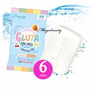 Wink White Gluta Whitening Soap สบู่กลูต้าผสมวิตามินC&amp;E ขนาด85g.(6ก้อน)#1510