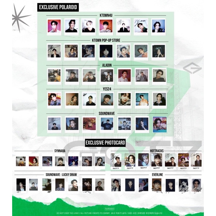 Got7 การ์ดเว็บพิเศษNanana Hottrack,Aladin,Soundwave,Yes24, ktownpopup พร้อมส่ง