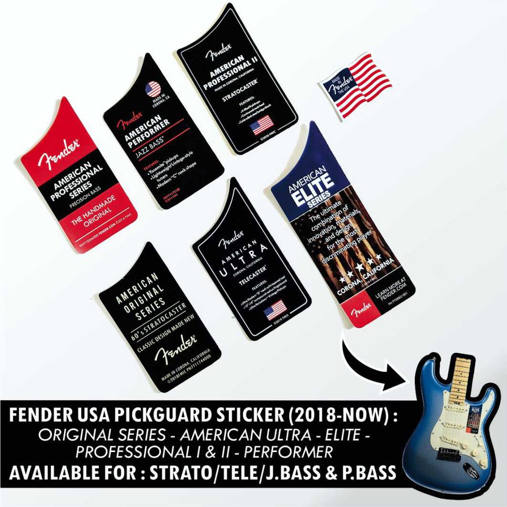 ชุดสติ๊กเกอร์ Pickguard กีตาร์/เบส USA ST TL PB JB (ลาย USA) กันรอย ติดตั้งง่าย