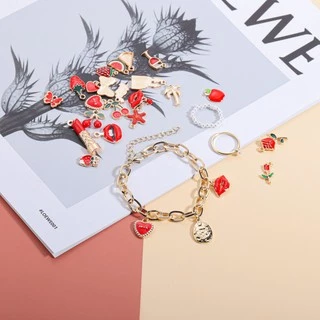 10 ชิ้นจี้สร้อยคอสร้อยข้อมือต่างหูจี้สีแดงน่ารักเครื่องประดับ DIY และเครื่องประดับแฟชั่น