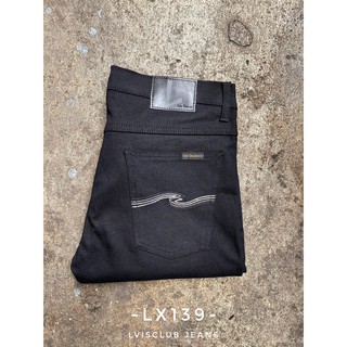 🔥🔥กางเกงยีนส์ยาขาวทรงเดฟ ปักลายกระเป๋าหลัง สี SUPER BLACK LX139