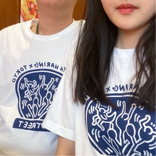 Uniqlo Keith Haring xTokyo เสื้อยืดคอกลม แขนสั้น ผ้าฝ้าย พิมพ์ลายดาว สีขาว แฟชั่นฤดูร้อน สําหรับผู้ชาย ผู้หญิง