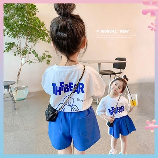 Girls summer suit 2022 new childrens internet celebrity street girls casual short-sleeved baby shorts two-piece suit trendy