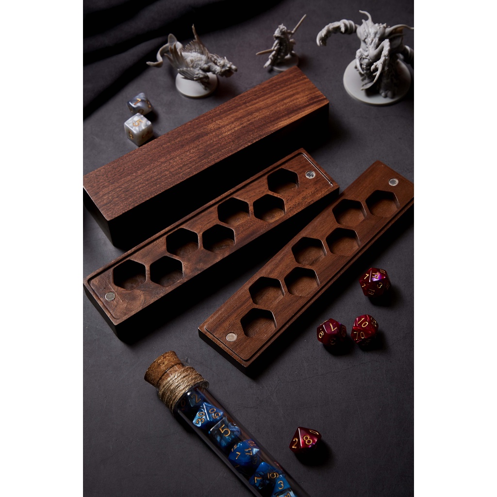 Dice Vault DnD | BLACK WALNUT WOOD | Dice Vault | RPG Dice Set | Dungeons and Dragons Dice | DnD Dic