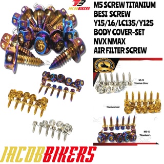 สกรูไทเทเนียมกรองอากาศ M5 BESI YAMAHA LC135 Y15 LAGENDA Y125Z NOUVO EGO HONDA NVX155 NMAX V1 V2