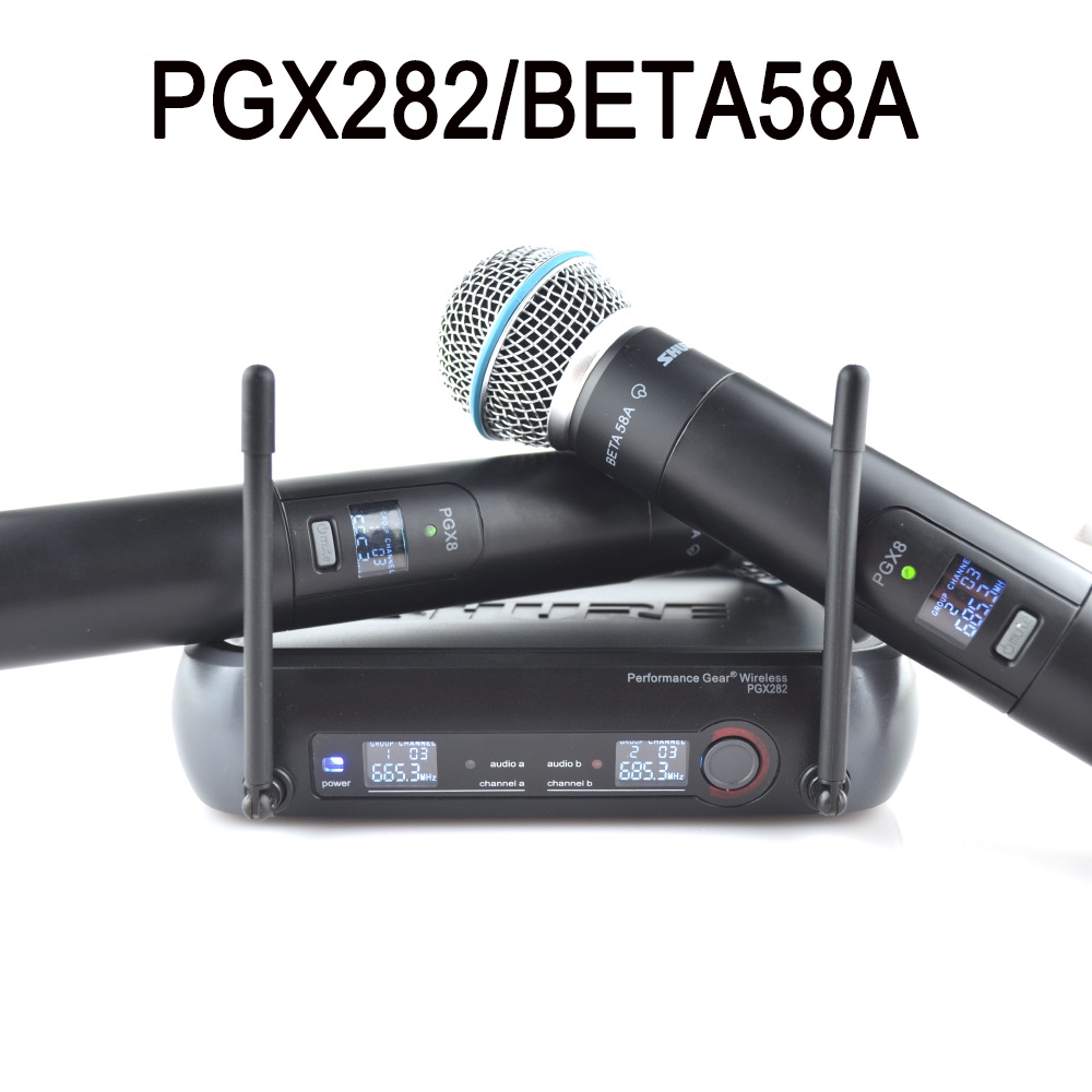 ไมโครโฟนไร้สาย PGX282 มืออาชีพไมโครโฟนไร้สายความถี่คู่ beta58a