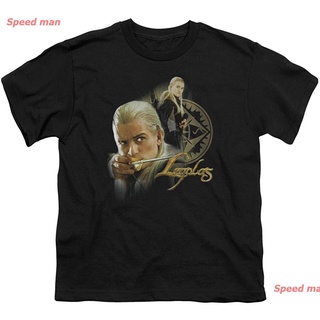 เสื้อยืดคอกลมSpeed man ผู้ชายและผู้หญิง The Lord Of The Rings Kids T-Shirt Legolas Black Shirt Tee Youth newS-4XL