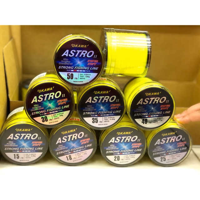 เอ็น OKAWA เอ็นโหลด รุ่น ASTRO SUPER SOFT  สีเลม่อนมองเห็นได้ชัด