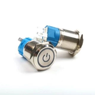 1 ชิ้น สวิตช์ล็อคตัวเอง สวิตช์ไฟLED DC 12-24V 5A 12มิล/16มิล สแตนเลส ไฟสีน้ำเงิน ไฟแดง กดติด กดอีกทีดับ สวิทซ์สแตนเลส