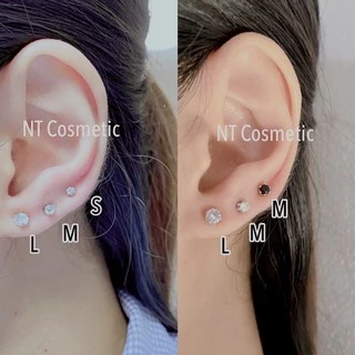🇹🇭( EF02 )ต่างหูเพชร 6 คู่ ต่างหู รุ่นยอดนิยม เม็ดกลม Diamond Earings