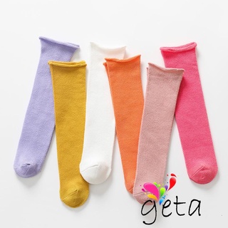 Geta- ถุงเท้ายาวถึงเข่า แบบบาง ยืดหยุ่น สีพื้น แฟชั่นฤดูร้อน สําหรับเด็ก