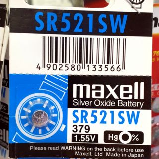 [ ถ่านSR521SW/1ก้อน ]  ถ่าน SR 521SW/379  (1.55V) Hg 0% งานเเท้