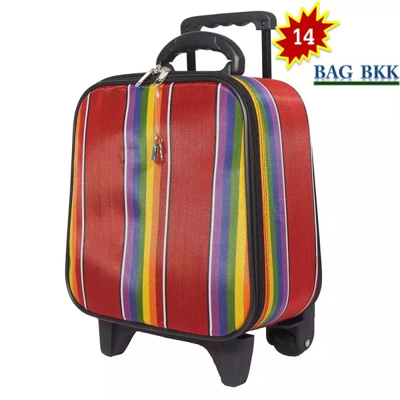BAG BKK Luggage Wheal กระเป๋าเดินทาง กระเป๋าล้อลากหน้าเรียบลาย สายรุ้ง ขนาด 14 นิ้ว รหัสล๊อค Code F17844-14