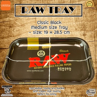 RAW Tray ถาดโรล Raw Black Classic ขนาด 19 x 28.5 cm metal rolling tray life saver Raw rolling ถาดสำหรับโรล