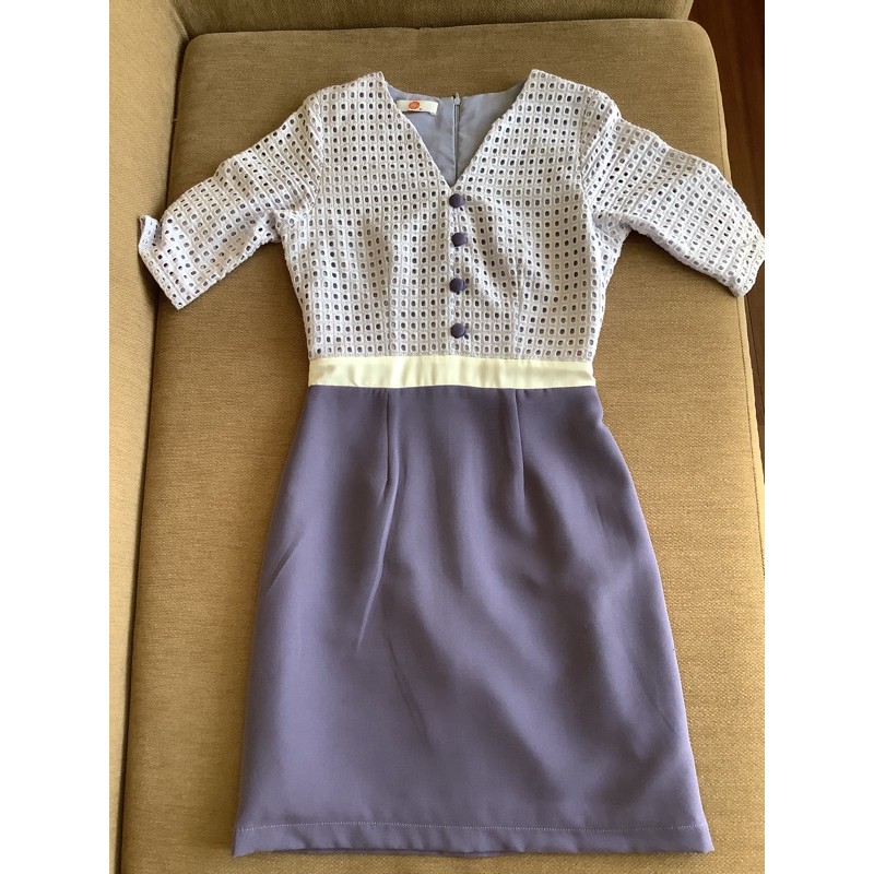 เดรสม่วง Pyn dress Size S ปรับไซส์