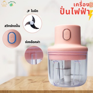 เครื่องบดปั่นไฟฟ้าอเนกประสงค์ แบบไร้สาย แบตเตอร์รี่ในตัว เครื่องบดอาหาร บดพริก บดกระเทียม แถมสายชาร์จฟรี !! ขนาด 250 ml