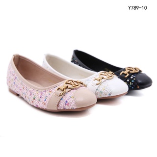 【VAร้านแฟชั่น】รองเท้าส้นเตี้ย แบทัม นําเข้า สําหรับผู้หญิง HC Y789-10ใหม่