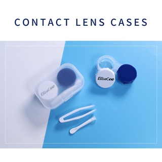 Elliecoo Contact Lenses Storage Box Transparent With Tweezers Suction Cup Plastic Material