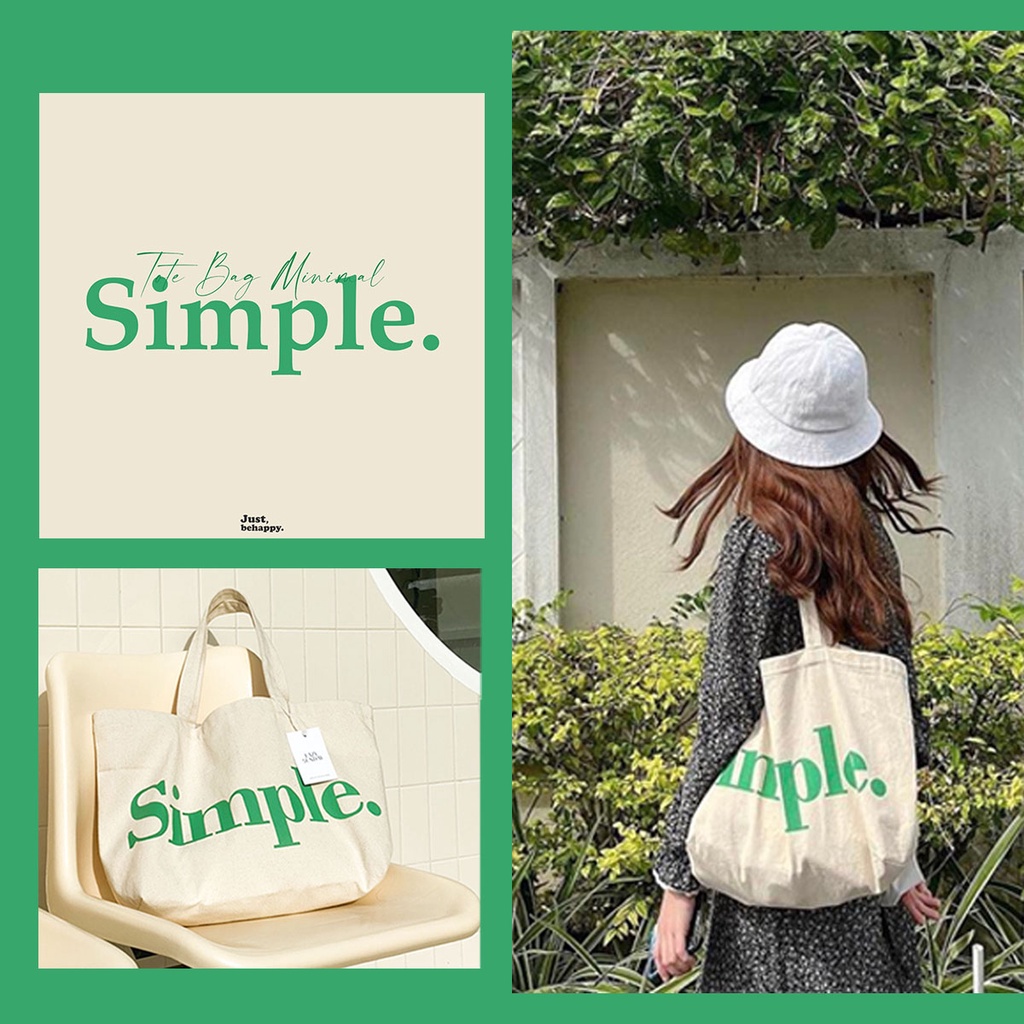 Justbehappy - กระเป๋าผ้าสกรีน SIMPLE