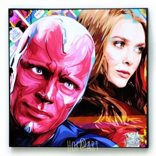 Vision &amp; Wanda Maximoff วานด้า วิชั่น Scarlet Witch สการ์เล็ตวิทช์  Marvel รูปภาพ​ติด​ผนัง ​pop​ art กรอบรูป แต่งบ้าน