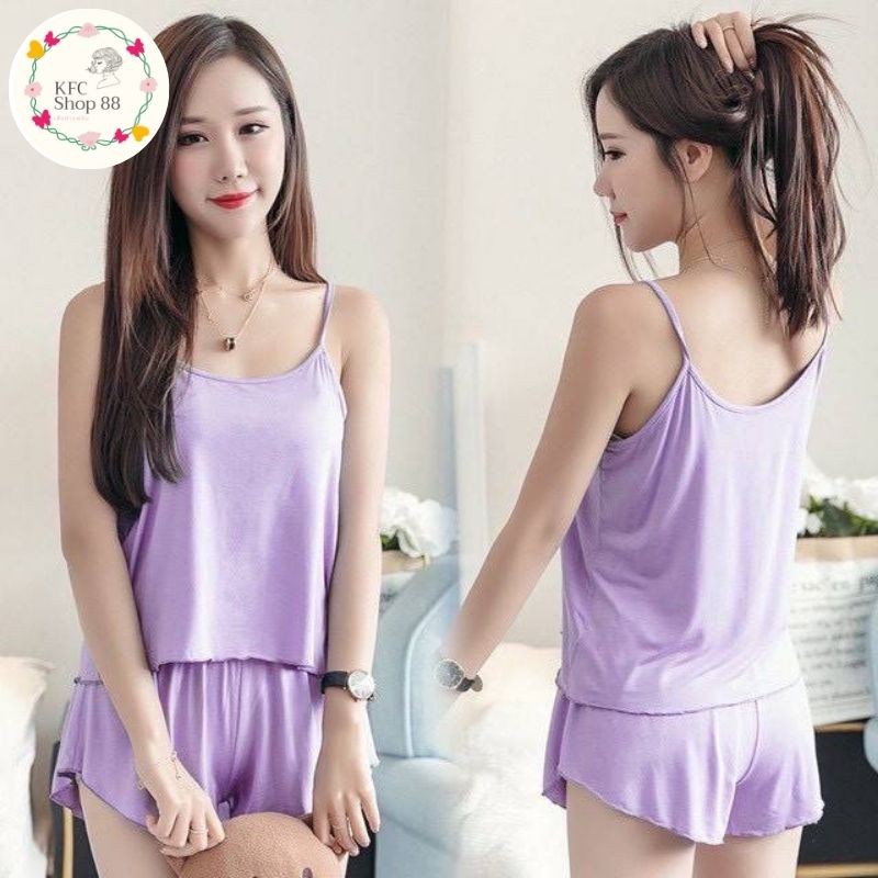 ชุดนอนเซ็กซี่สายเดี่ยวขาสั้น สไตล์มินิมอล 6สี M-3XL #7788