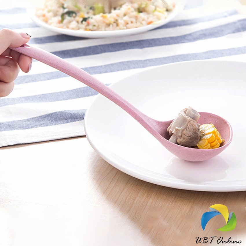 UBT ช้อนซุปทำจากฟางข้าวสาลี กระบวยตักอาหาร กระบวยซุป พลาสติก Plastic soup spoon with long handle ราคา ถูกที่สุด ดีลบีเคเค แกลเลอรีภาพที่ 5