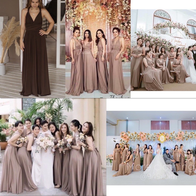 พร้อมส่งInfinity dress ฟรีสไตล์ ปรับเปลี่ยน ได้หลายแบบ  ออกแบบผูกเองได้ง่าย #taupe อินฟินิตี้เดรส