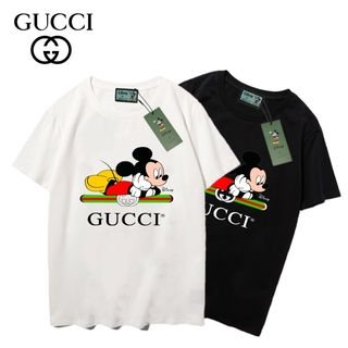 ถูกสุดๆพร้อมส่ง Gu-Cc-I เสื้อยืดลําลองผ้าฝ้ายแขนสั้นพิมพ์ลายมิกกี้เมาส์สําหรับคู่รักรหัสเต็ม