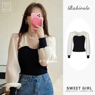 𝙁.𝙔 𝙨𝙩𝙪𝙙𝙞𝙤𝙨 🌸(พร้อมส่ง‼️)🌸NO.180 เสื้อไหมพรมแฟชั่น เสื้อครอปไหมพรมแขนยาวชีฟองน่ารักสุดๆ สไตล์เกาหลี